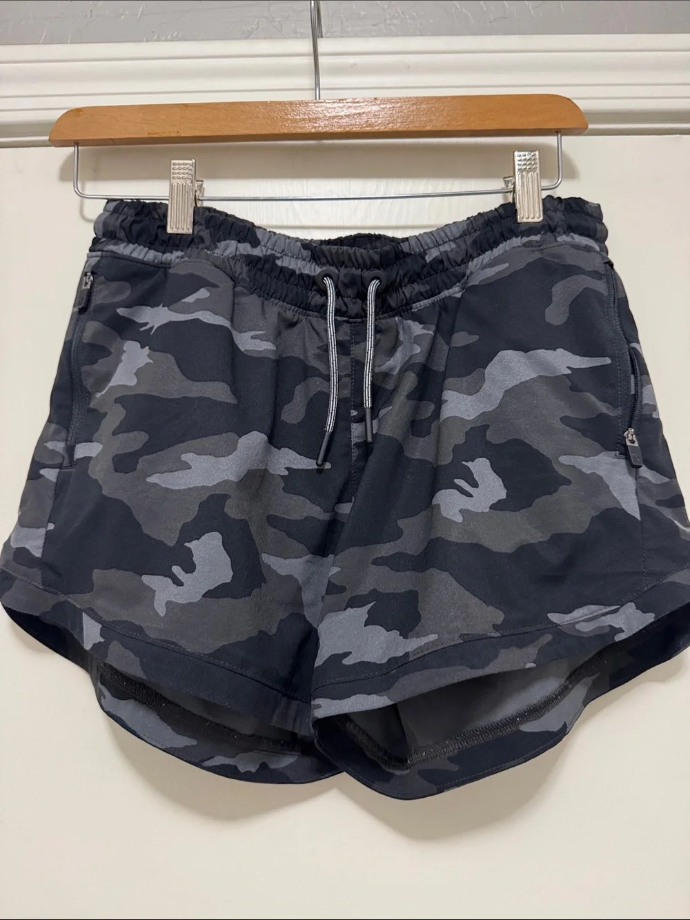 Athleta Gray Black Camo Kids Athletic Shorts